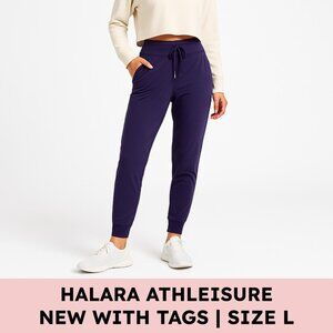 Halara Joggers Nylon-Blend High-Waisted Athleisure Pants Navy Blue (Large)
